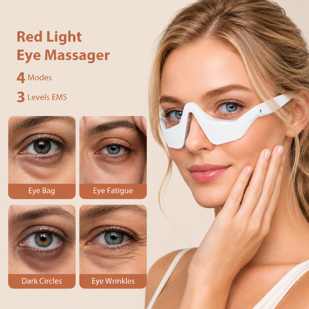 Puanha® Under-Eye Renewal Device — Red Light + EMS Eye Massager
