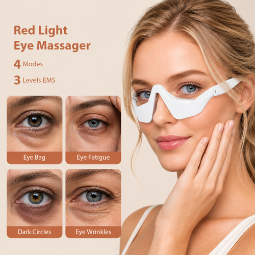 Puanha® Under-Eye Renewal Device — Red Light + EMS Eye Massager