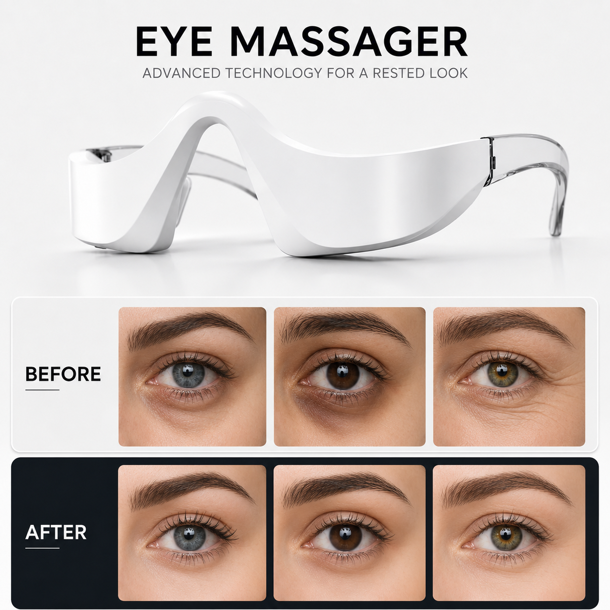 Puanha® Under-Eye Renewal Device — Red Light + EMS Eye Massager